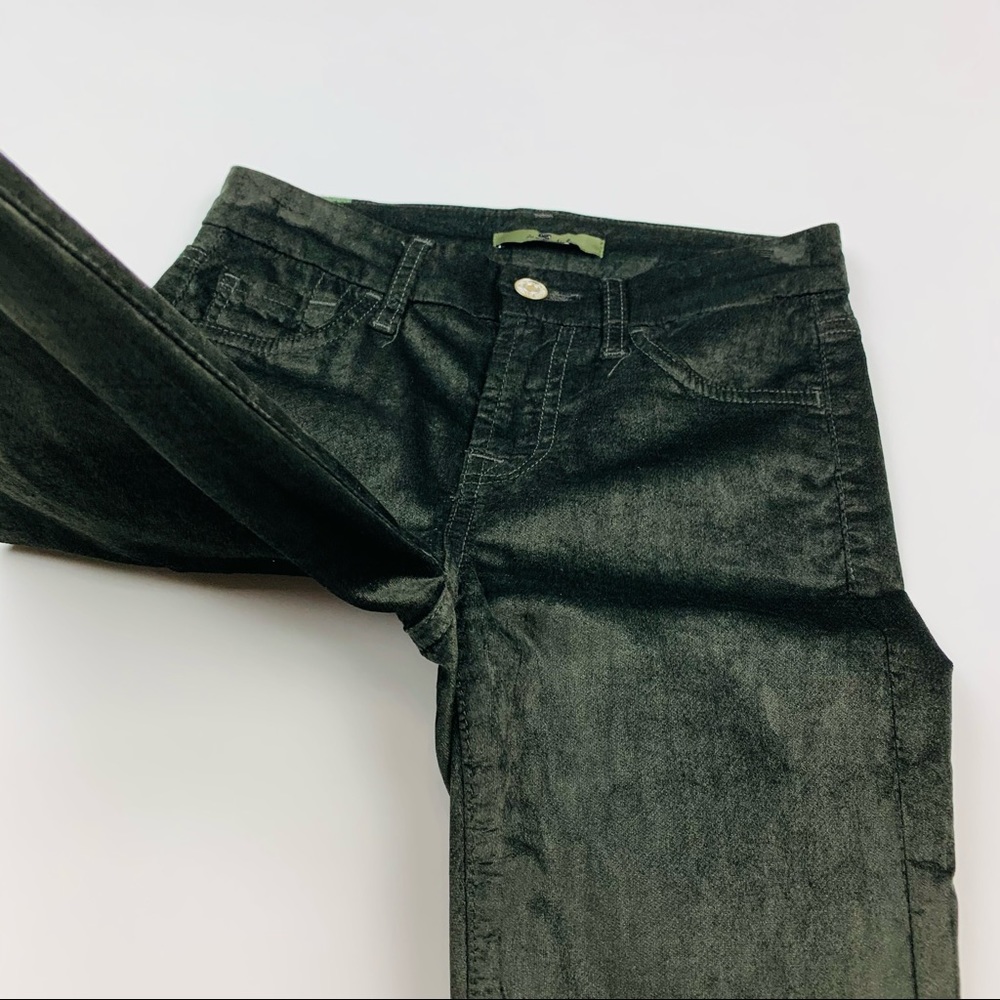7 For All Mankind Green Velvet Skinny Jeans Sz 24 - Picture 5 of 10